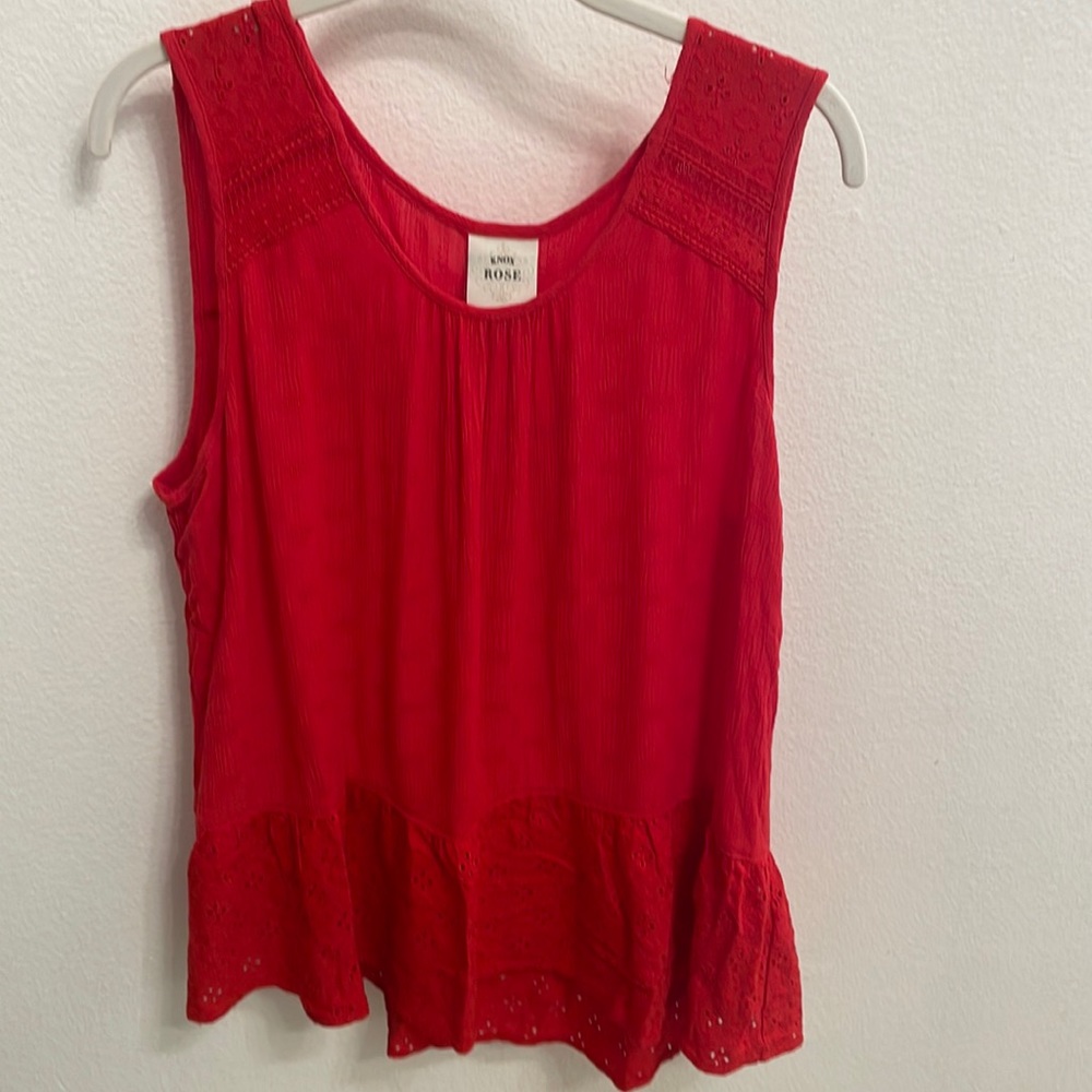 Knox Rose, large red blouse
